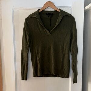 Theory Olive V-Neck Women's Sweater